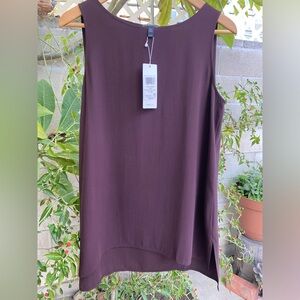 EILEEN FISHER Bateau Neck, Long Shell Top. Size Small/Petite w/Tags. 100% silk.